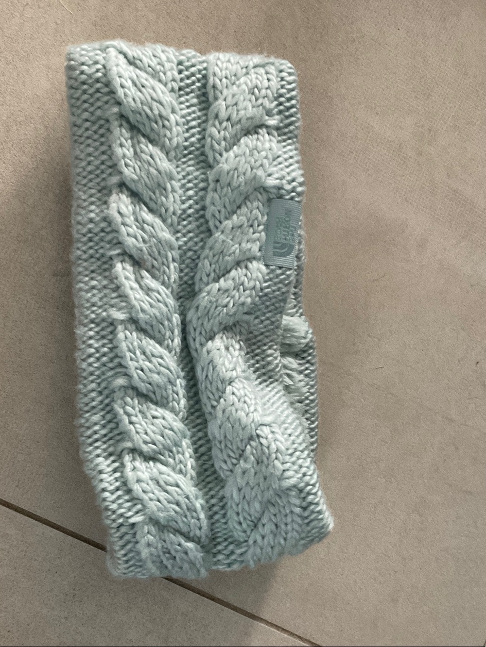The North Face Cable Knit Headband in Pale Aqua